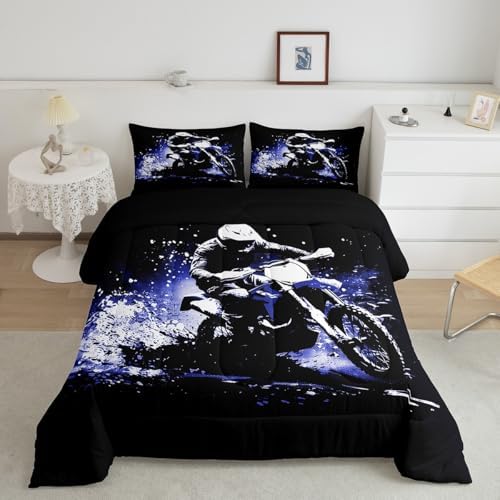 Feelyou Dirt Bike Full Size Comforter Set for Kids Boys Girls Decor