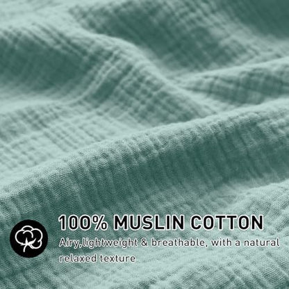 EMME Muslin Cotton Duvet Cover Set Linen Like Teal King