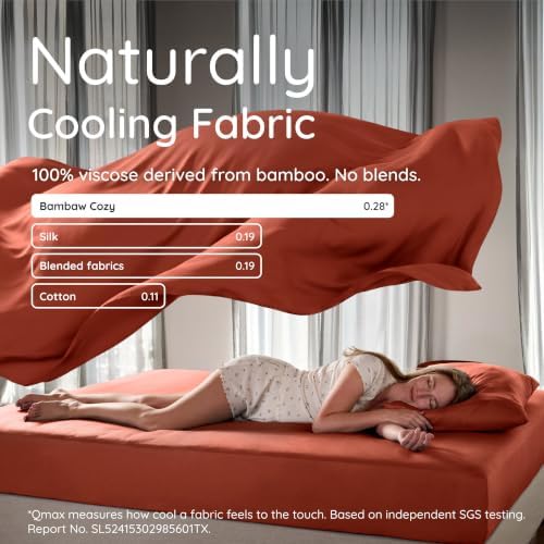Bambaw 100% Viscose Derived from Bamboo Twin Sheets Sets – 4-Piece Twin Bed Sheets Set, Cooling, Soft & Breathable, Helps Reduce Night Sweats, Lightweight & Comfortable (Terracotta)
