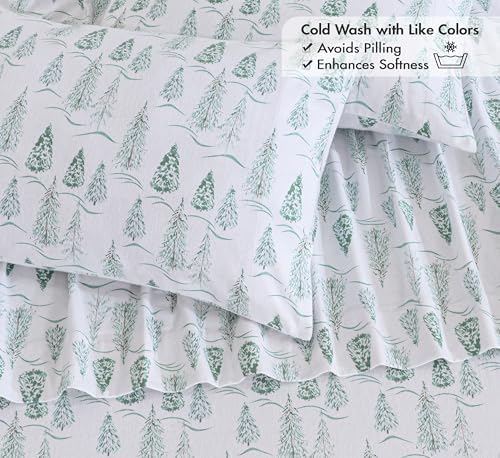 RUVANTI Flannel Sheets Set Full Size, Alpine Serenity