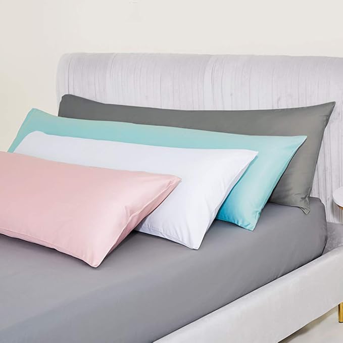 NTBAY Egyptian Cotton Body Pillowcase - 500 Thread Count Cotton Body Pillow Cover - Soft and Breathable Envelope Closure Body Pillowcase for Adults, 20x54 Inches, White
