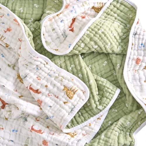 aden + anais Essentials Dream Blanket, Muslin Baby Blankets for Girls & Boys, Ideal Lightweight Newborn Nursery & Crib Blanket, Unisex Toddler & Infant Bedding, Shower & Registry Gift, Sage Woodland