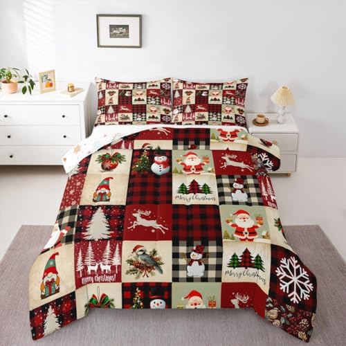 Castle Fairy Christmas Kids Comforter Set Cartoon Snowman Bedding Set for Boys Girls Christmas Tree Decor Comforter Santa Claus Xmas Theme Duvet Set Bedroom Comforter Inner Fill 3Pcs King Size