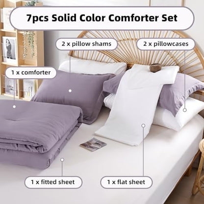 weigelia King Comforter Set with Sheets - 7 Pieces Bed in a Bag King