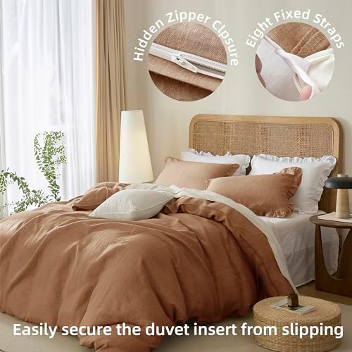 Talasily 100% French Linen King Duvet Cover Set, Organic Linen