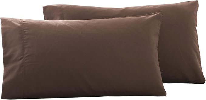Microfiber Bed Pillowcases 2 Pack King Size, Super Soft Bed Pillow Covers Envelope Closure, Wrinkle, Fade and Stain Resistant, 20x36, Coffee
