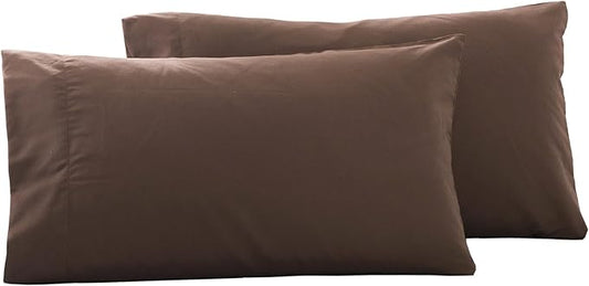 Microfiber Bed Pillowcases 2 Pack King Size, Super Soft Bed Pillow Covers Envelope Closure, Wrinkle, Fade and Stain Resistant, 20x36, Coffee