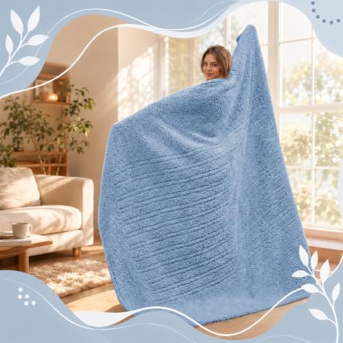 Eydna Electric Heated Blanket Full Size 72"×84" with 9 Heating Levels & 1-10Hs Auto Off，Double Sided Plush Sherpa, Energy Efficient, Machine Washable, for Couch & Bed, Gifts for Women- Light Blue