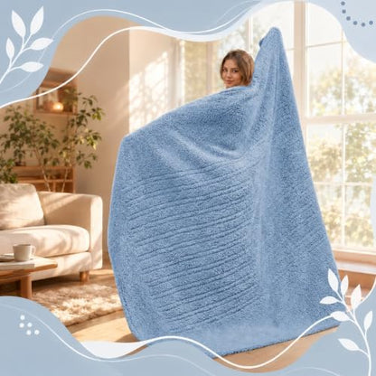 Eydna Electric Heated Blanket Full Size 72"×84" with 9 Heating Levels & 1-10Hs Auto Off，Double Sided Plush Sherpa, Energy Efficient, Machine Washable, for Couch & Bed, Gifts for Women- Light Blue