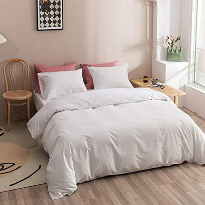 Wellboo White Comforter Sets Full Size Solid Color Bedding for Women Men