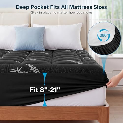 Waterproof King Size Mattress Topper Viscose Derived from Bamboo, Extra Thick Mattress Pad for Back Pain, Cooling Mattress Topper with Deep Pocket 8"-21", Gray,King