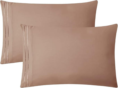 Clara Clark Bed Sheets, Premier 1800 Series 4 Piece Bed Sheet Set, Deep Pocket, Wrinkle, Fade, Stain Resistant, Luxury Soft Bedding Sheets & Pillowcases, Twin-XL, Taupe Sand