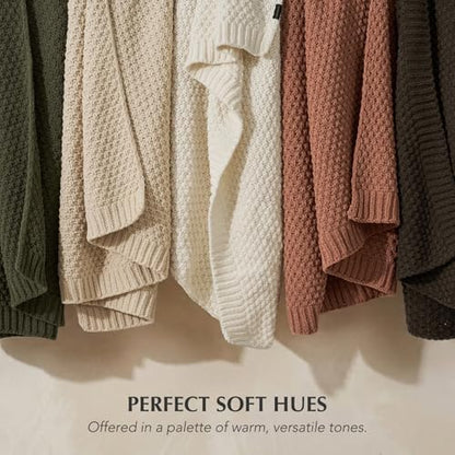EVERGRACEHOME Chunky Chenille Knit Throw Blanket, 50 x 60, Terracotta Clay
