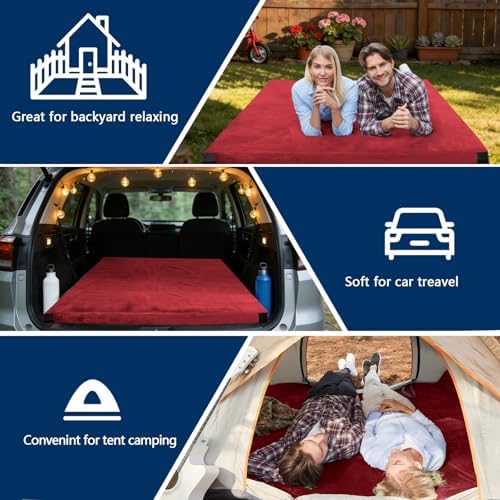 CYMULA Memory Foam Camping Mattress Pad, Sleeping Mat, Portable Roll Up Mattress for Adults, Camping Bed Pads for Sleepover, Car Bed with Travel Bag