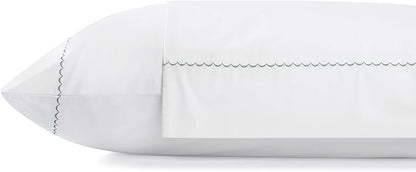 Linen Home 100% Cotton Percale Moon Scallop Hem Pillowcases Queen/Standard Size, Olive Green, 2 Pieces of Pillow Case, Crisp and Cool Strong Bed Linen, 20 inches X 30 inches