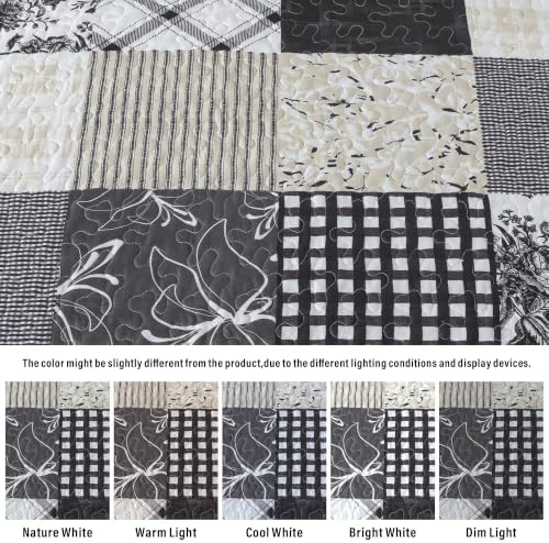 HoneiLife Quilt Sets Queen Size - Lightweight Quilts 3-Piece, Microfiber Bedspreads for King Bed Use, Checkered Coverlets Vintage Bed Cover Queen Quilt Bedding Set All Season Use