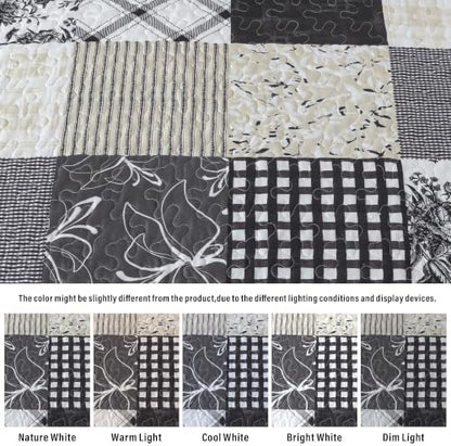 HoneiLife Quilt Sets Queen Size - Lightweight Quilts 3-Piece, Microfiber Bedspreads for King Bed Use, Checkered Coverlets Vintage Bed Cover Queen Quilt Bedding Set All Season Use