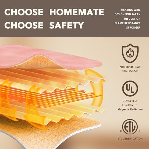 Homemate Heated Electric Blanket Twin 62"x84" Heating Throw Blanket