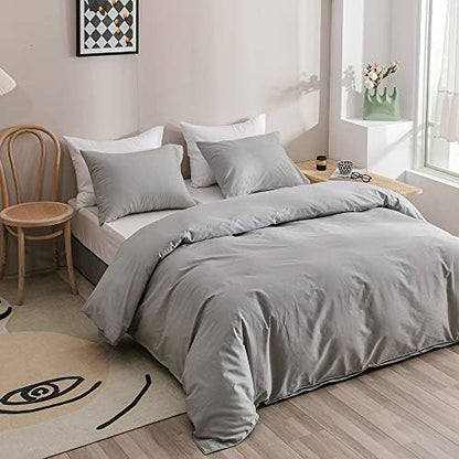 Wellboo Silver Grey Comforter Sets Queen Women Men Light Gray Bedding Comforter Sets Girls Boys Elegant Grey Warm Blankets Adults Teens Solid Pale Gray Color Quilts Durable Soft Pure All Gray Bedding