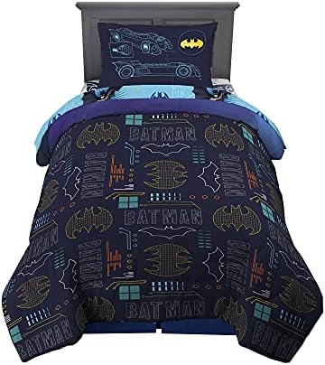 Franco Kids Bedding Super Soft Comforter and Sheet Set, 4 Piece Twin Size, Batman
