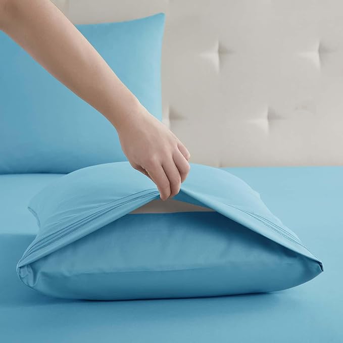 Clara Clark King Sheets, 6 Piece Set - Hotel Luxury Sheets for King Size Bed, Super Soft Bedding Set, King Size, Beach Blue