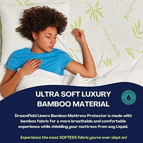 DreamField Linen California King Mattress Cover, Waterproof and Noiseless, Ultra Soft Breathable Bamboo Fabric, Easy Care Instructions