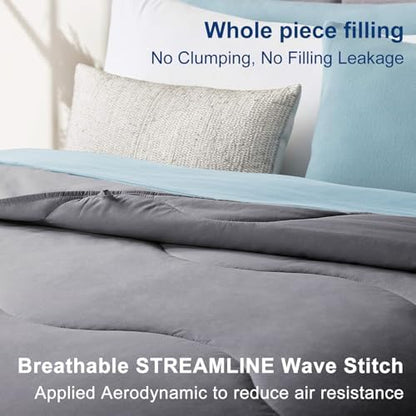 MEELUS Lightweight Comforter Cooling Grey, All Season Duvet Insert