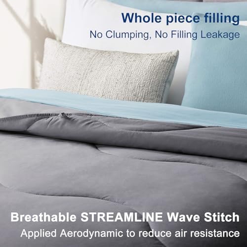 MEELUS Lightweight Comforter Cooling Grey, All Season Duvet Insert