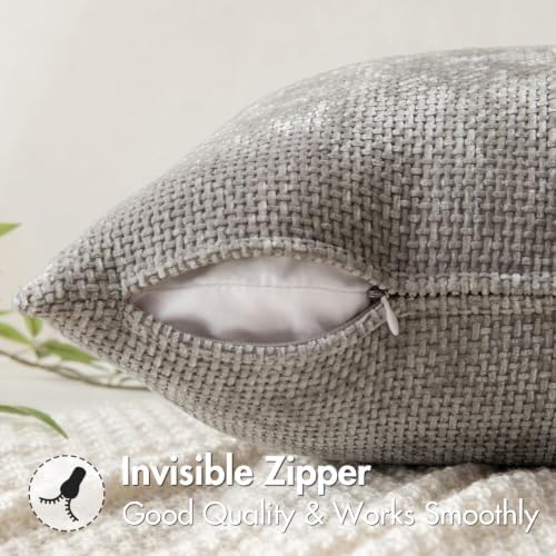MIULEE Decorative Light Gray Euro Sham Pillow Covers 24x24 Inch 2 Pack