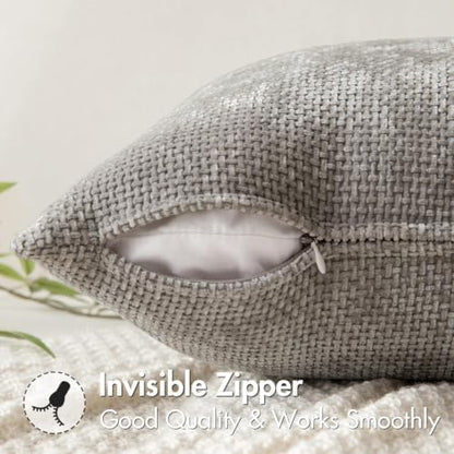 MIULEE Decorative Light Gray Euro Sham Pillow Covers 24x24 Inch 2 Pack