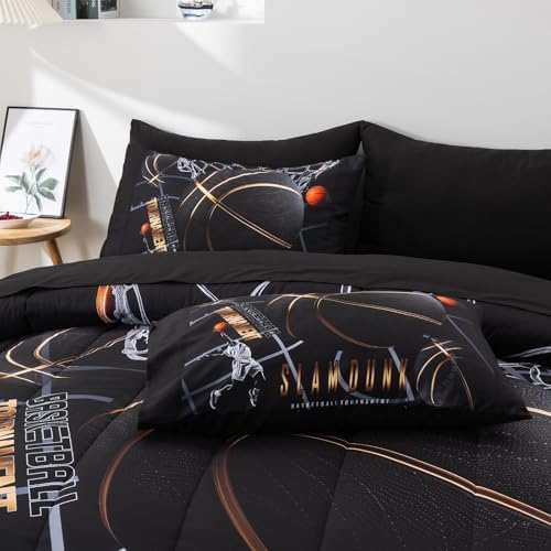 A Nice Night Basketball Bedding Twin 6pc Comforter Sets for Kids Teen Boy