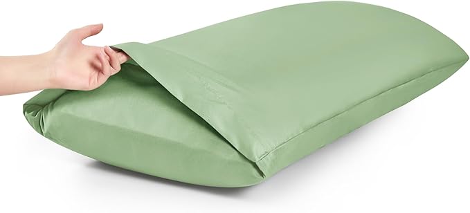 MILVOWOC 2Pcs Brushed Microfiber Body Pillowcases - 20 x 48 Inch, Sage Green Pillow Case Set Soft Non Slip Envelope Pillow Cover with Moisture Absorption and Anti-Wrinkle Machine Washable