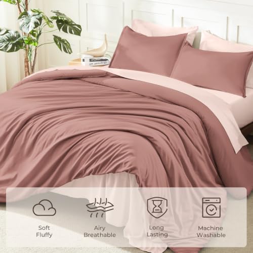 Litanika Misty Pink King Comforter Set, 3 Pieces Lightweight Solid Bed Set