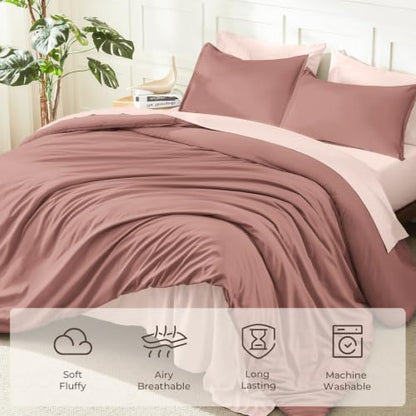 Litanika Misty Pink King Comforter Set, 3 Pieces Lightweight Solid Bed Set