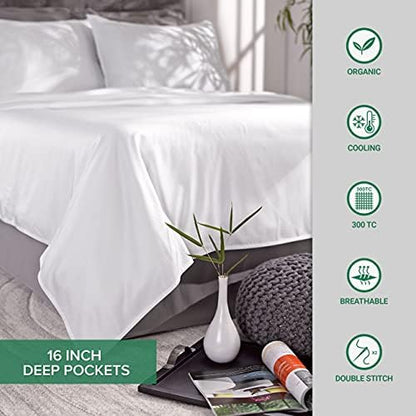 Pure Bamboo Split King Sheets, Genuine 100% Organic Viscose Derived from Bamboo Bed Sheet Set, Soft & Cooling, Double Stitching, 2 Fitted Sheets (Split King, Dusty Pink)