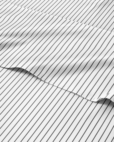 Split King 5 Piece Striped Sheet Set - Breathable & Cooling - Fine Lines