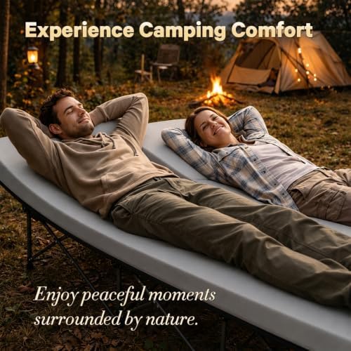 CYMULA Camping Cot Pad 2 Inch Memory Foam, Pad Only,Camping Pad for Folding Cot and Foldable Cot, Portable Roll Up Camp Gear for Car Camping Travel Tent, Non-Slip Waterproof Bottom, Removable Cover