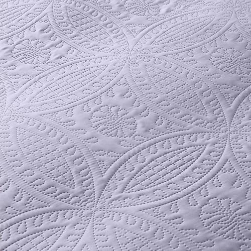 akkialla Lavender Full/Queen Quilt Set,Ultrasonic Lightweight Bedspread Coverlet for Modern Minimalist Bedroom,Soft Microfiber Coin Pattern Bedding,3-Piece (1 Quilt,2 Pillow Shams)
