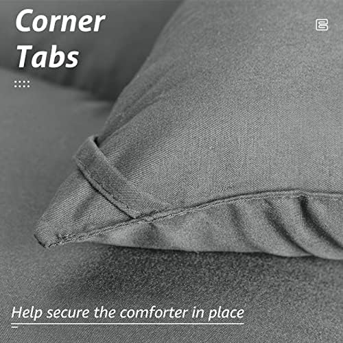 HYLEORY All Season Twin Size Bed Comforter - Cooling Down Alternative Quilted Duvet Insert with Corner Tabs - Winter Warm - Machine Washable - Light Grey