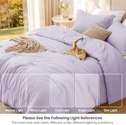 Love's cabin Lavender King Size Comforter Set, 3-Piece Prewashed Bed Set