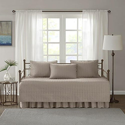 Comfort Spaces Kienna Daybed Cover Set 5 Piece with Bedskirt, 75 x 39 Taupe