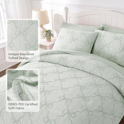 Queen Comforter Set with Sheets for Girls-7 Pieces Bow Bed in A Bag