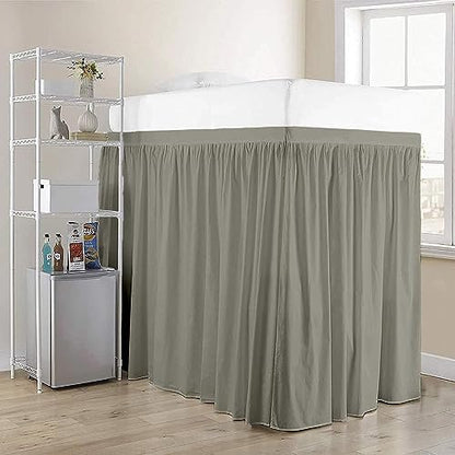 Twin XL 46" Inch Drop Long Dorm Bed Skirt, Ruffled Pattern College Dorm Room Bed Skirts, Split Corner, Easy Care, No Wrinkle Microfiber Bed Skirt