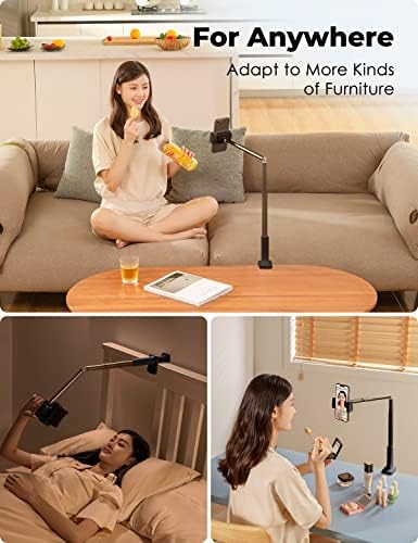 Viozon Phone Holder, Flexible Long Arm,Overhead Mount,360° Angle Adjustable,Aluminum Alloy, C Clamp for Headboard Bedside&Table&Desk,Compatible with 3.5"-6.9" Phone,iPhone 16 15Plus / Pro Max