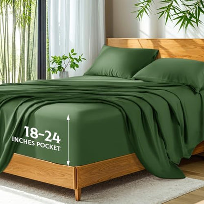 SONORO KATE 100% Viscose Derived from Bamboo_Sheets, Extra Deep Pocket,4PC