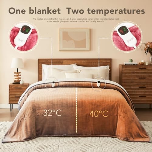 Homemate Heated Electric Blanket Queen Size 84"x 90" Heating Blanket