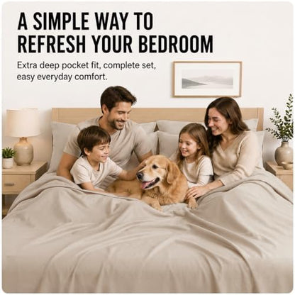 CozyLux Twin Sheet Set 4-Piece, 21-Inch Deep Pocket, Soft Brushed Feel