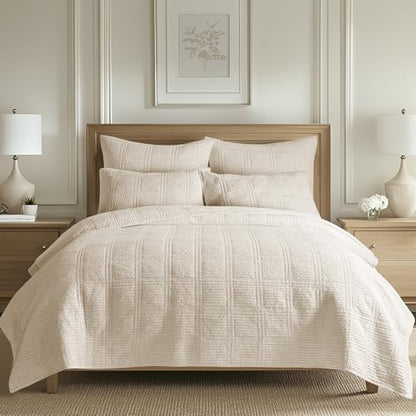 Levtex Home - Cloud Waffle - Quilted Euro Sham Set of 2 - Waffle Weave - Undyed Cream - (26x26in.), No Insert - Cotton