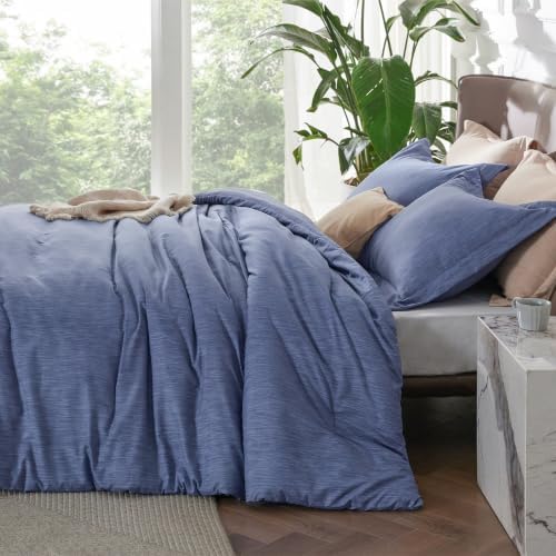 Bedsure Infinity Blue Queen Comforter Set, Cationic Dyed Bedding Set 3 Pcs