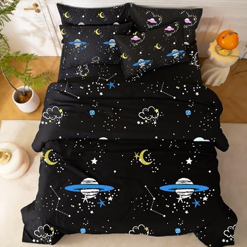 SDY Space Twin Bedding Set with Cozy Space Comforter and Sheets ，Kids Bed in a Bag for Boys Girls